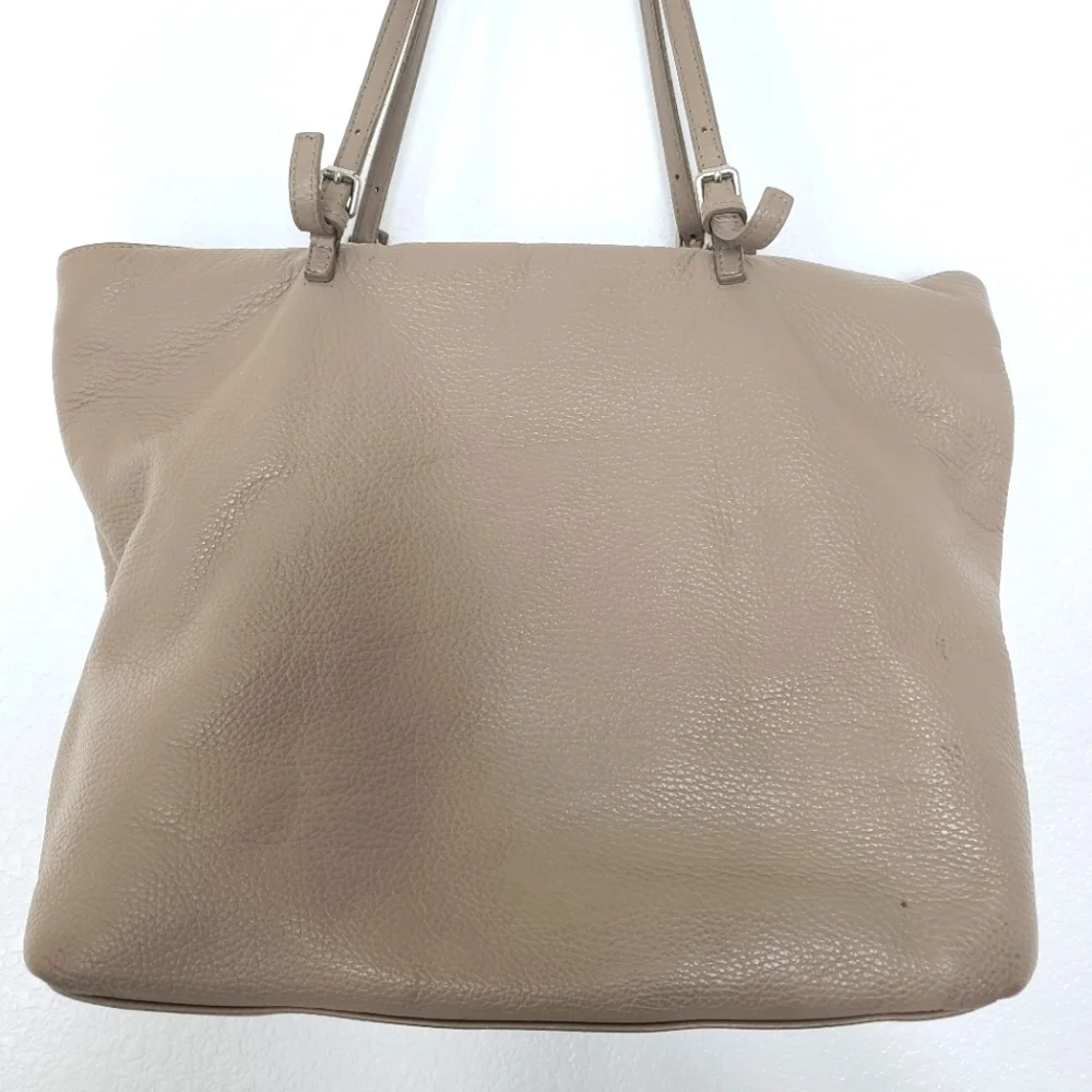 Vintage Furla Pebble Leather Neutral Tote Shoulder Bag